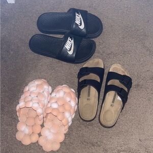 Nike Black Slide as well as off brand Birkenstocks and bubble slides (9)